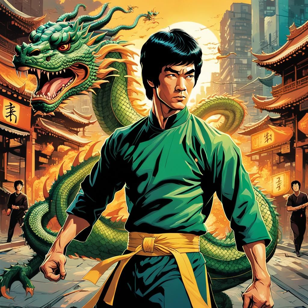 Bruce Lee in Hong Kong: Dynamic Comic Book Art