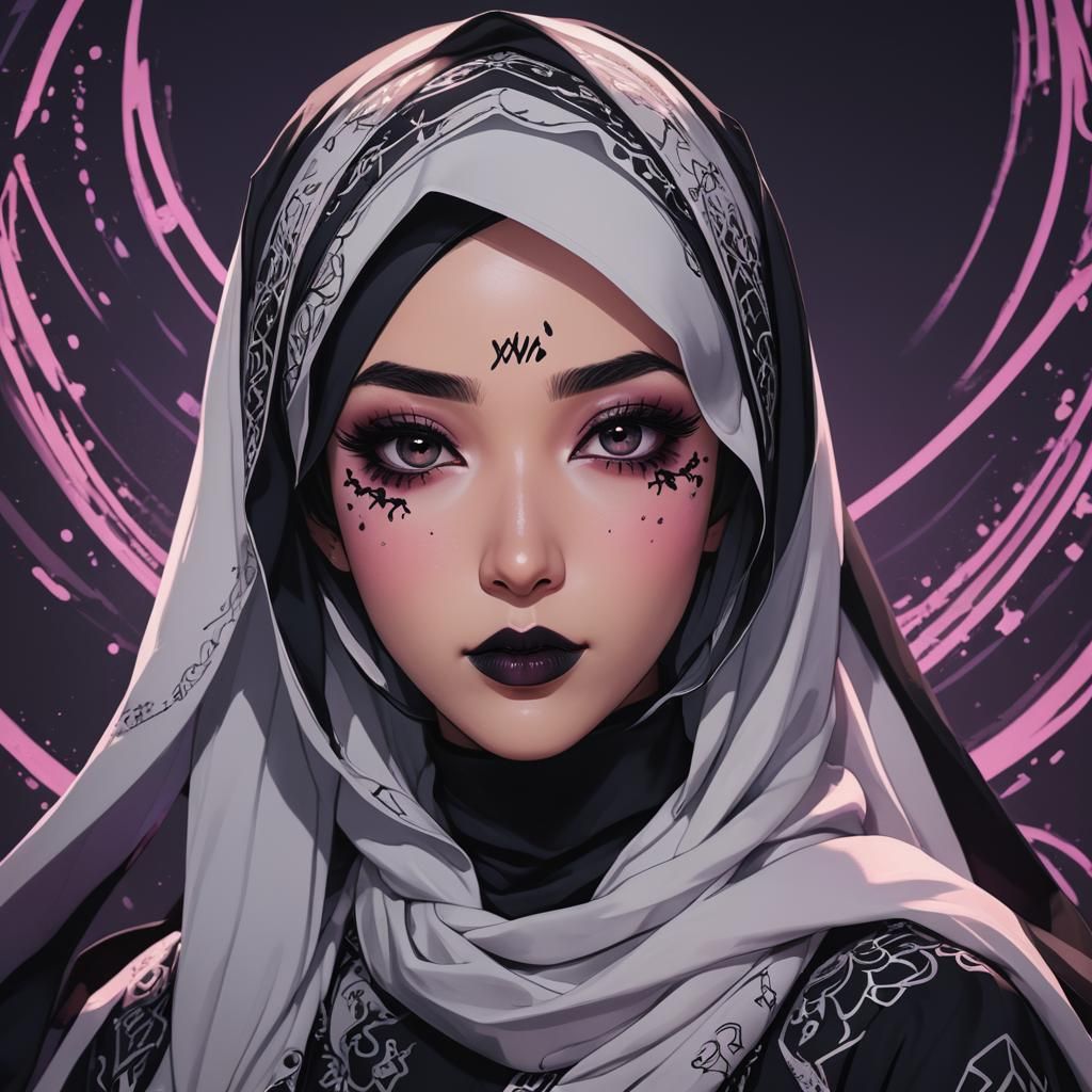 Goth D.Va in Hijab as Anime Idol