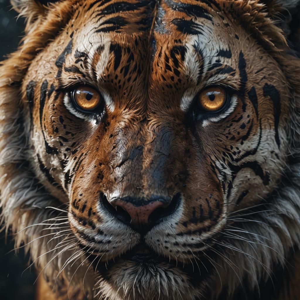 Saber-Toothed Tiger Glistening in the Dark