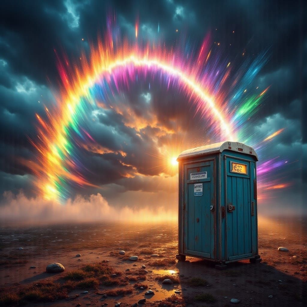 Epic Rainbow Surrounded by Turbulent Storm