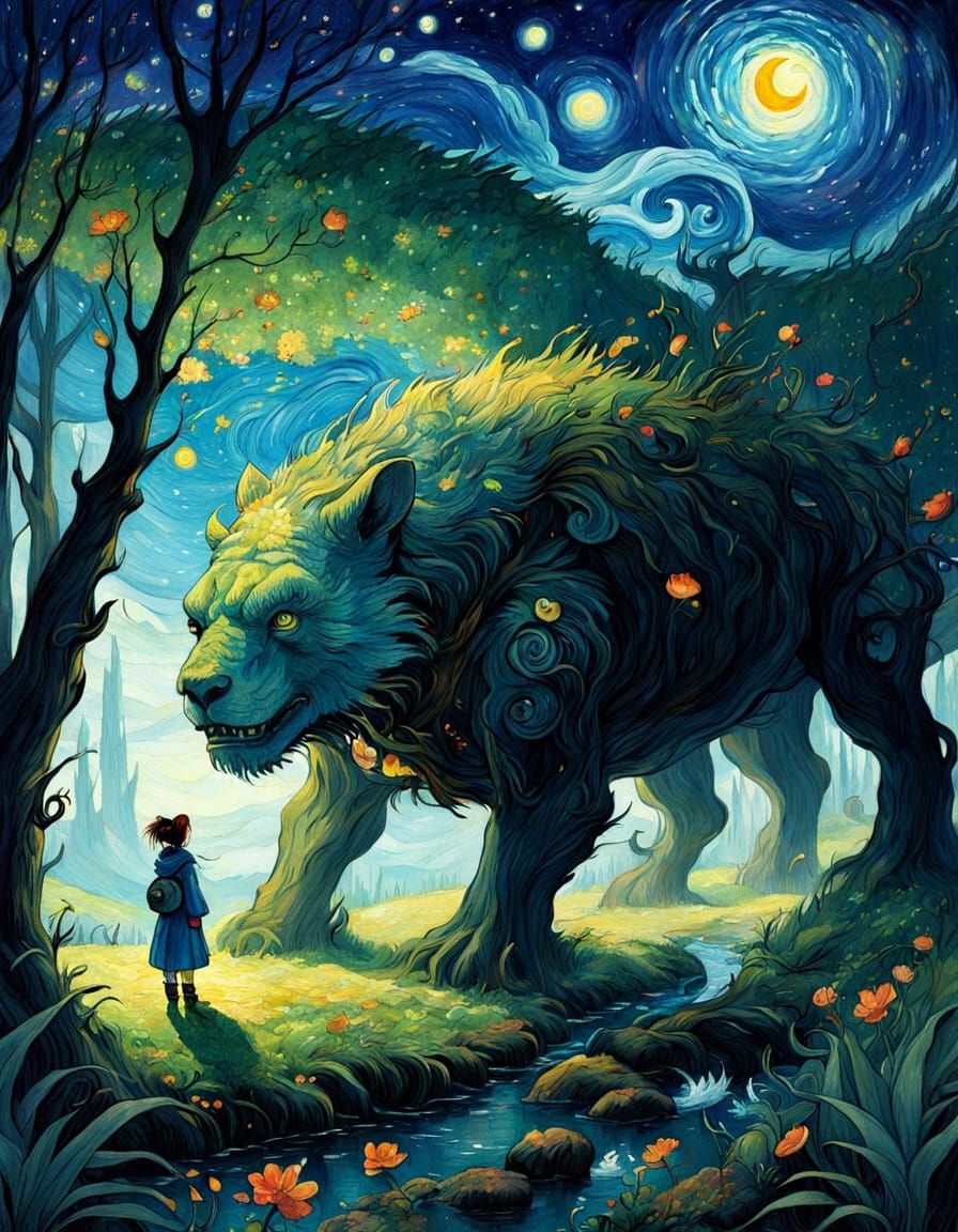 Whimsical Sci-Fi Fantasy Beast in Fairytale Style