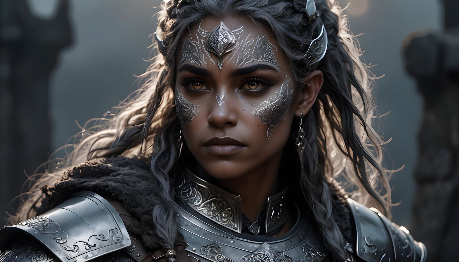 Ethereal Duergar Maiden in Moonlit Armor, Inspired by Frazet...