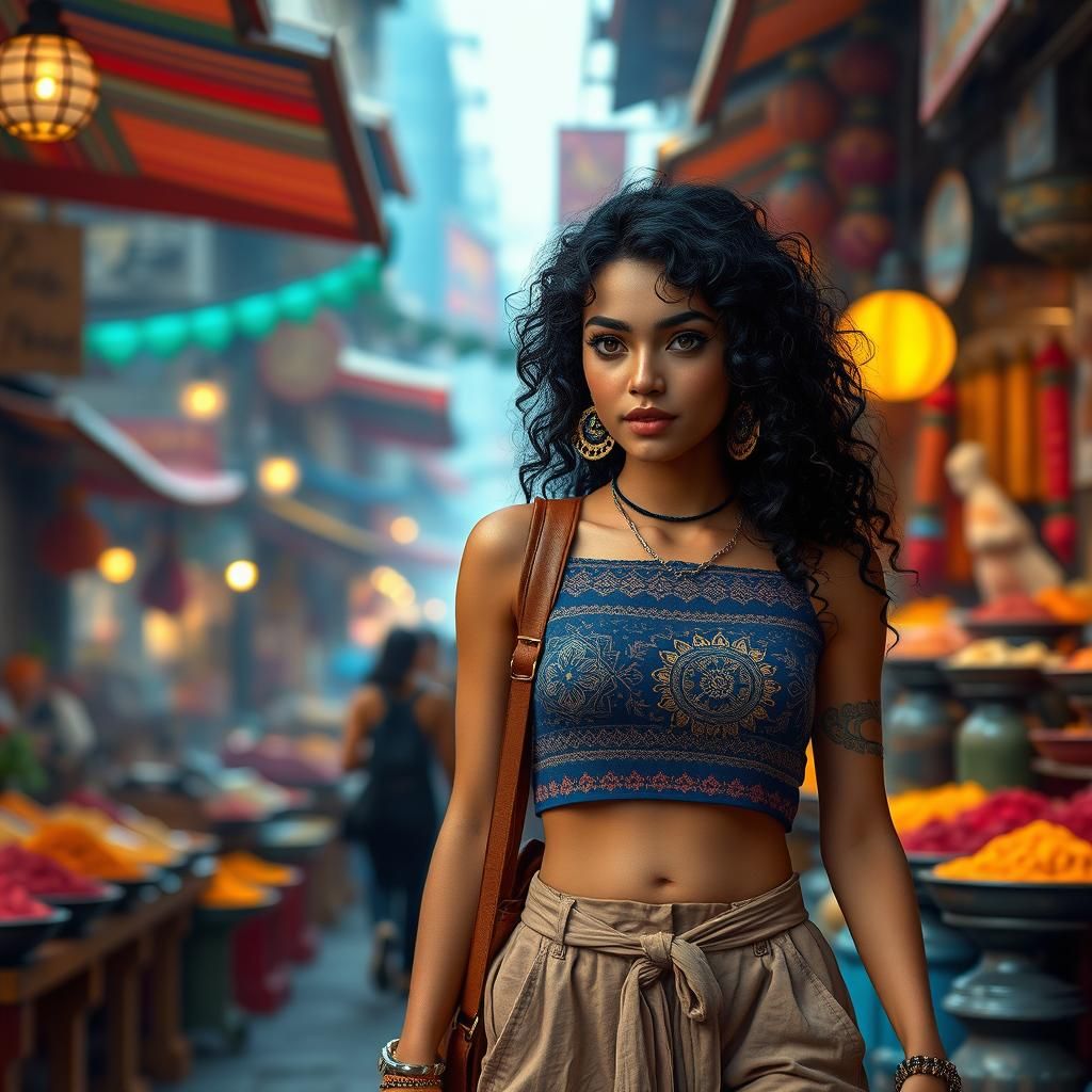 Liora: Vibrant City Adventurer in Fantasy Style