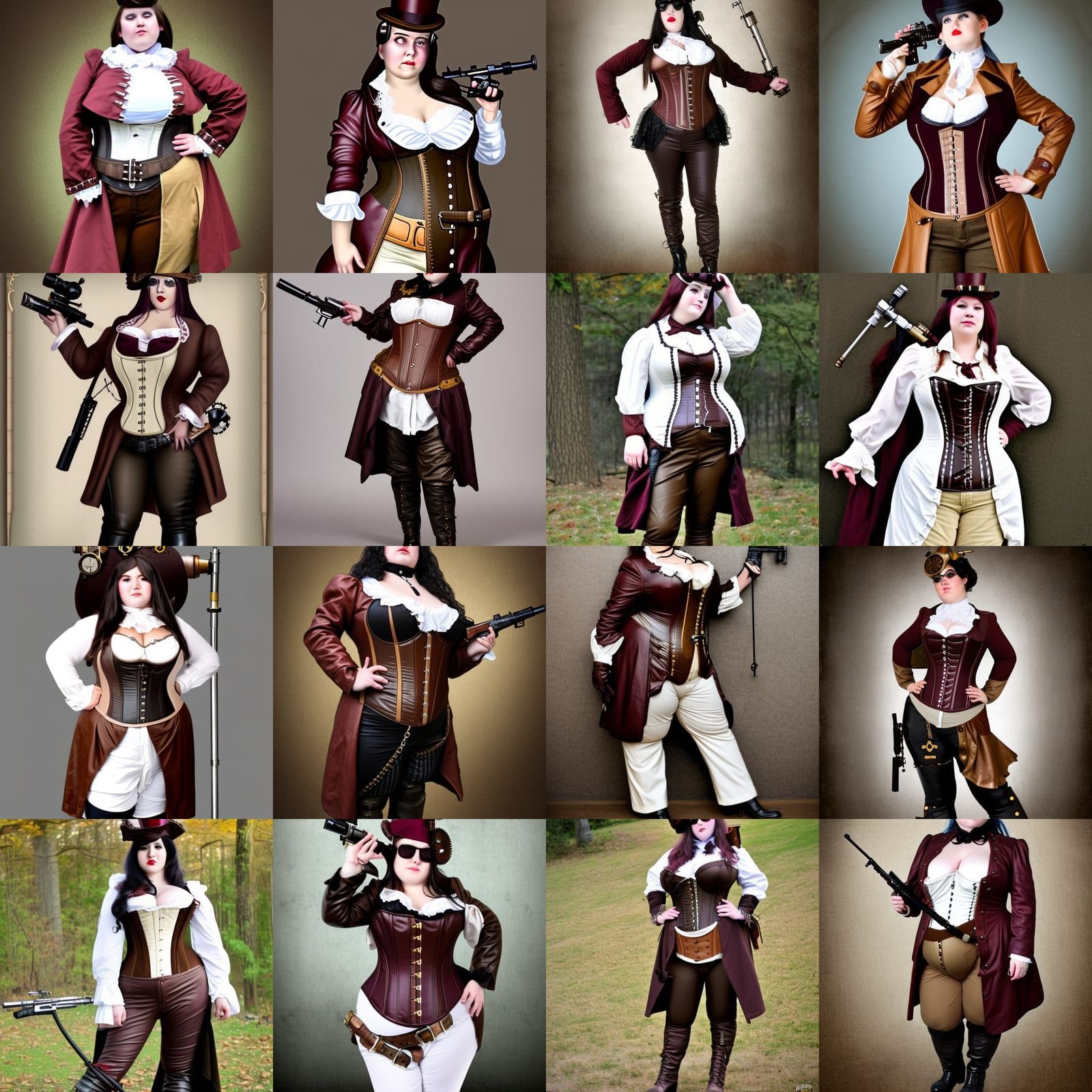 Steampunk Woman with Rifle in Victorian Attire