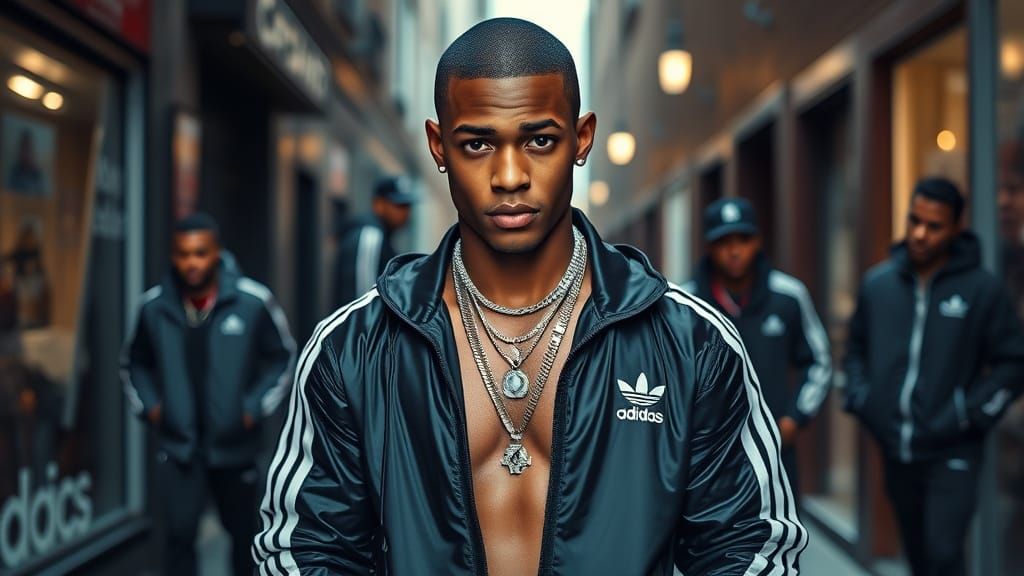 Urban Fashion Portrait with Glossy Jacket