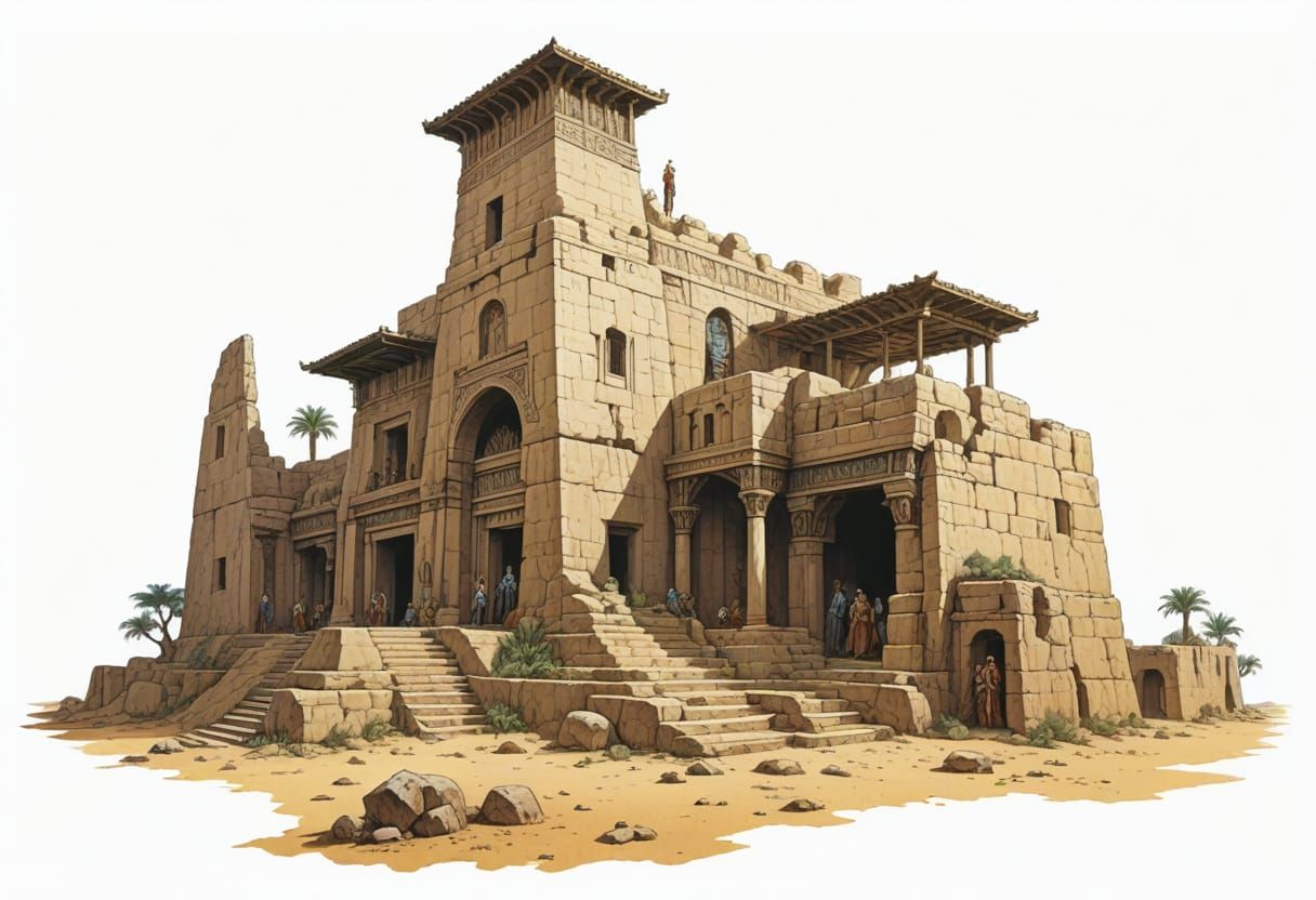 Ancient Babylonian Dwelling in Heroic Fantasy Style