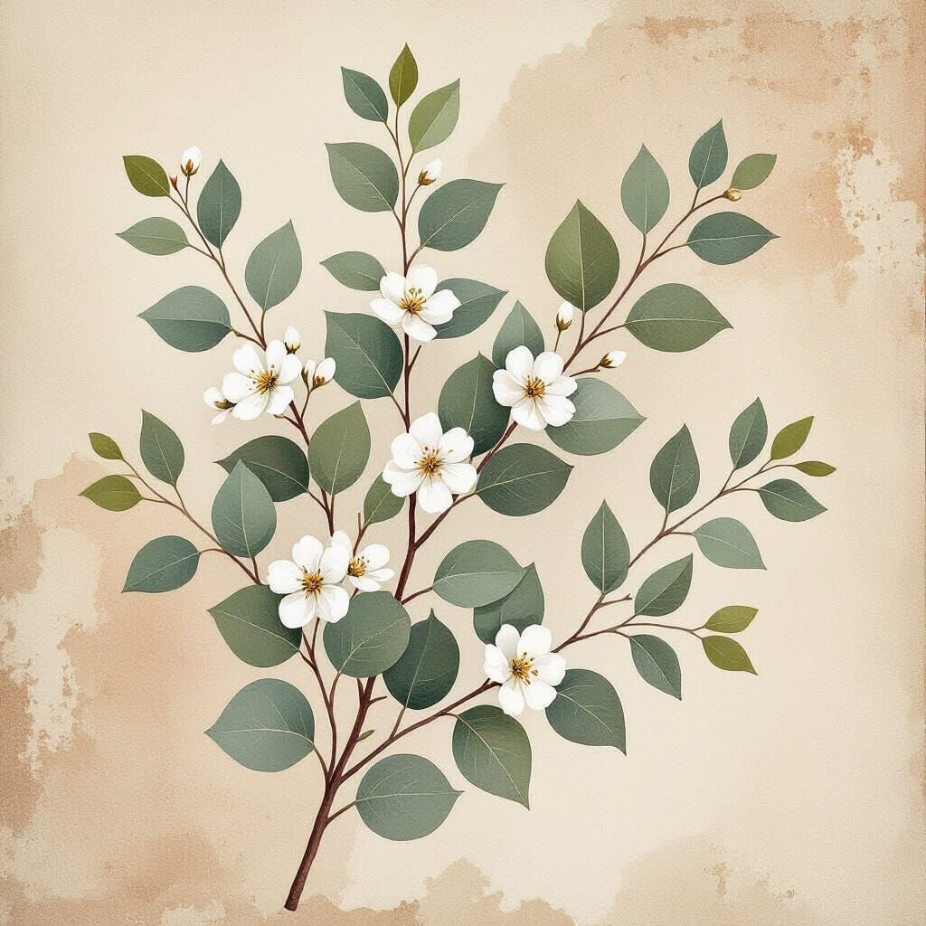 Eucalyptus Watercolor with Terracotta Accents