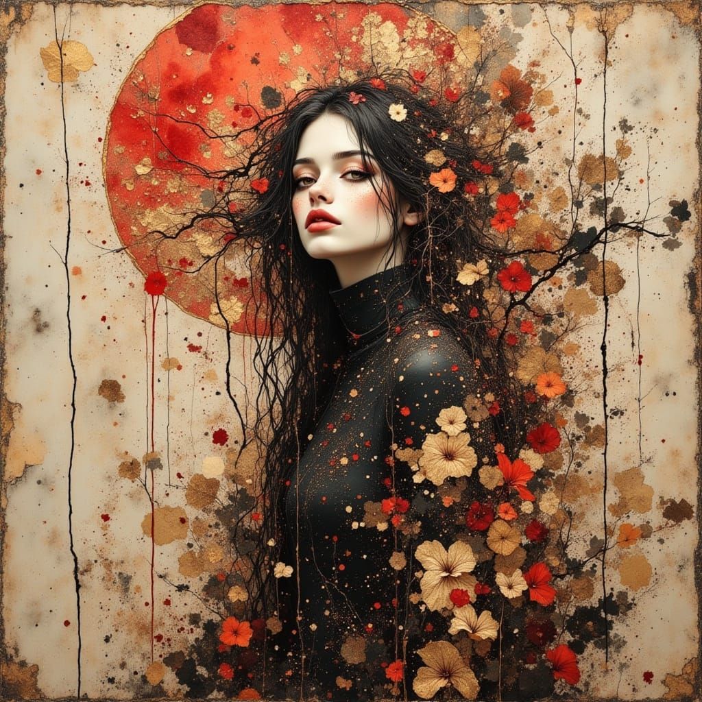 Stunning Portrait of a Woman in Oil and Ink Style