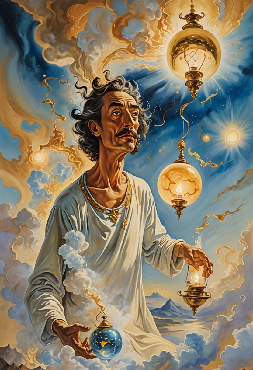 Surreal Genie Emerges Under Three Suns