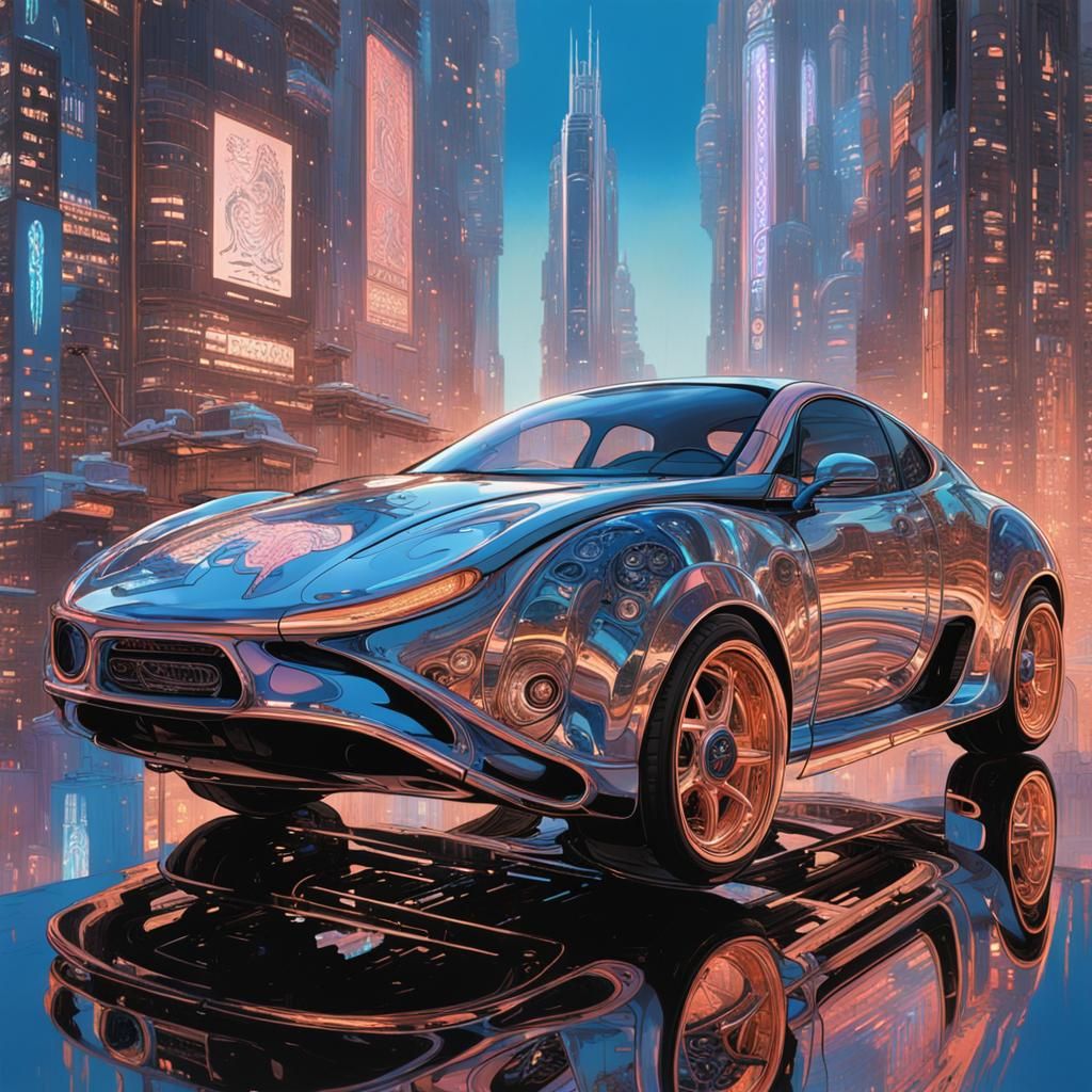 Cyberpunk Calligraphy with Metallic Neon Fractals