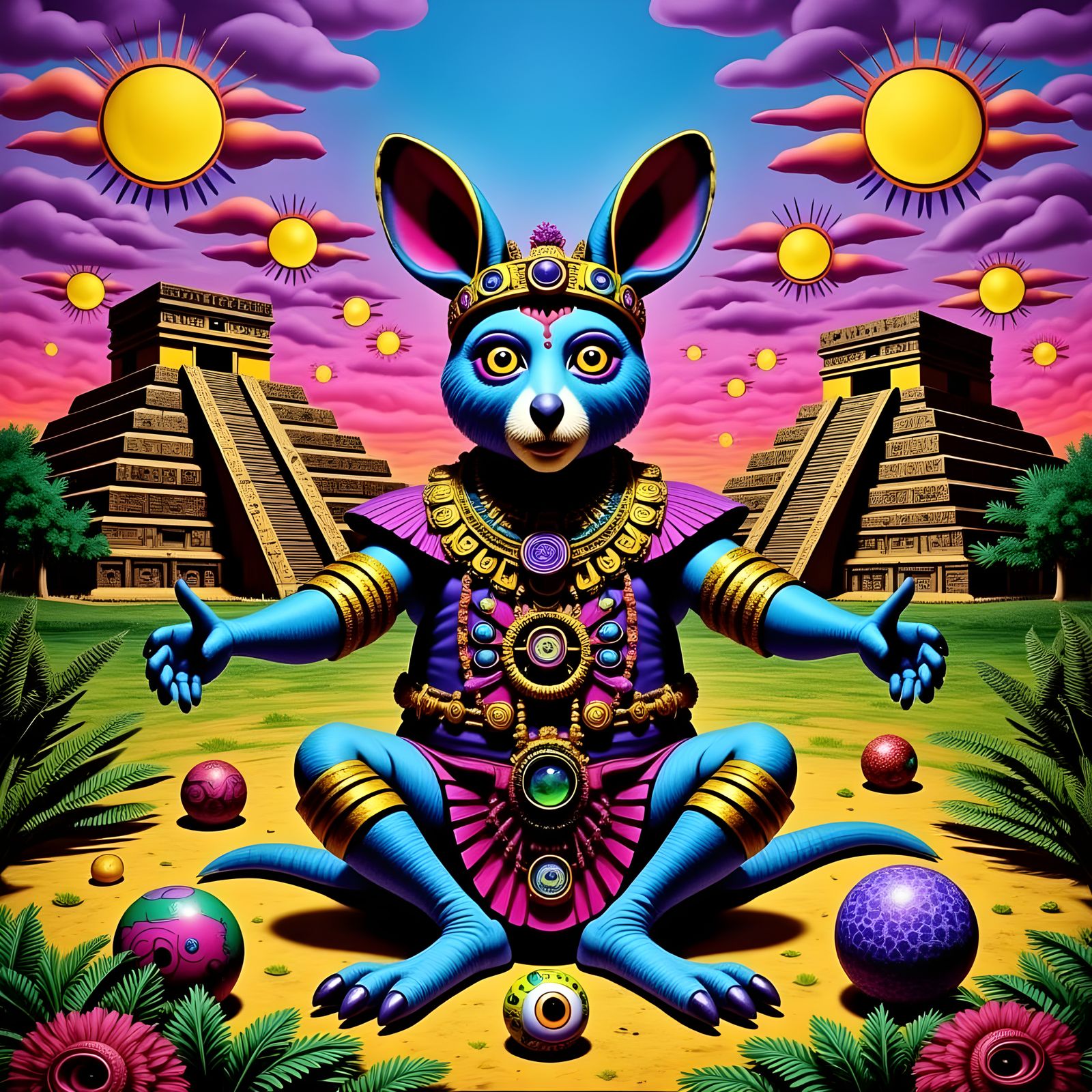 Kangaroo's Whimsical Game at Chichen Itza