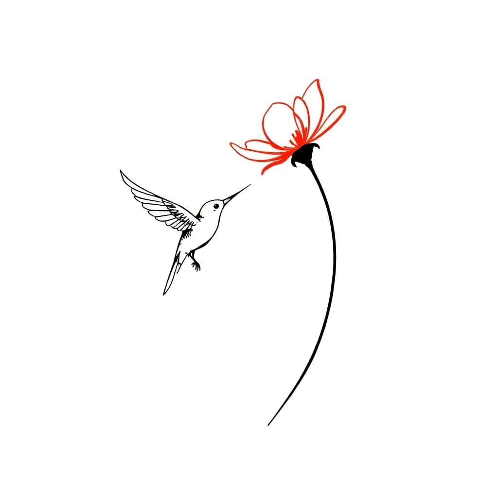 Elegant Bird in Motion, Minimalist Chisel Brush Style