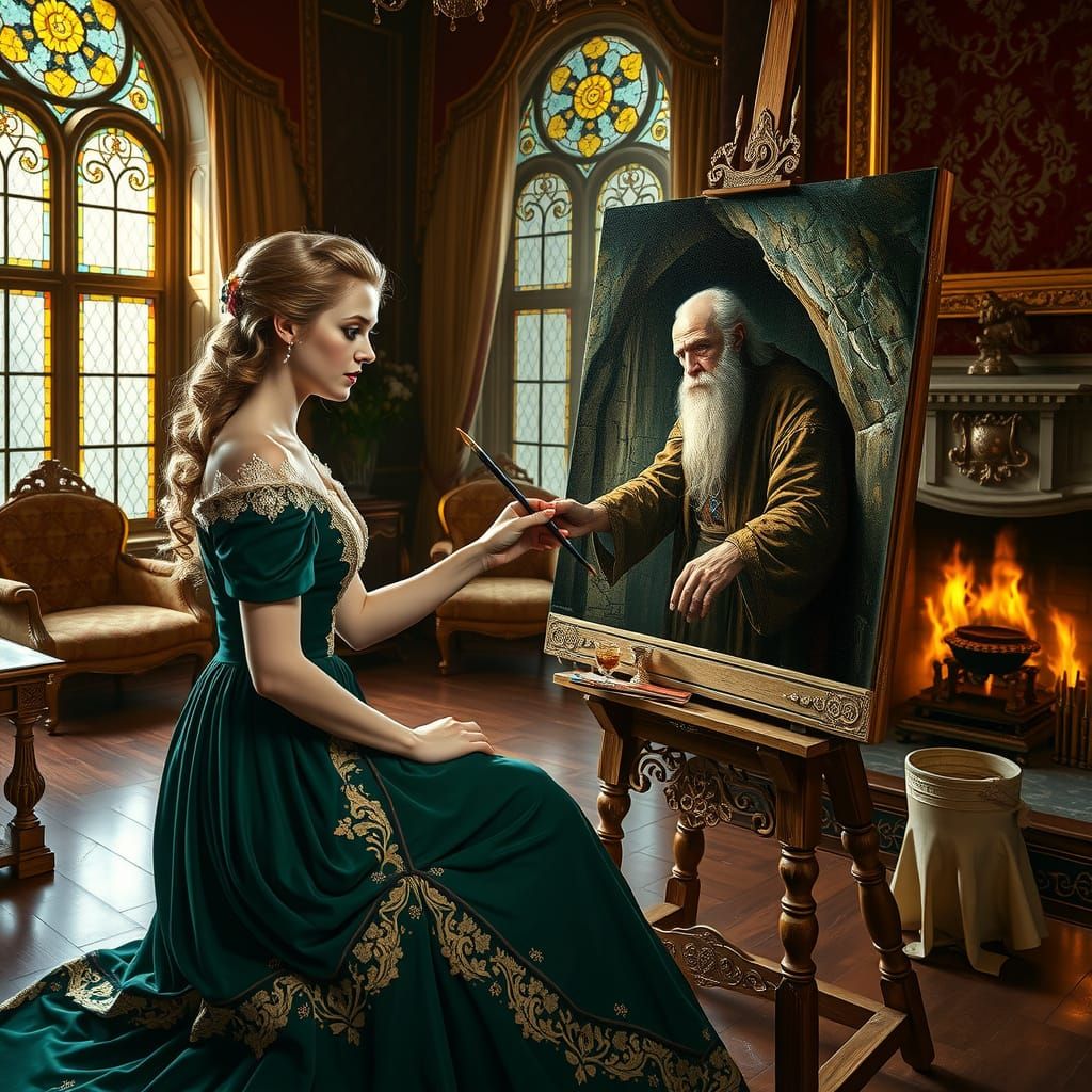 Elegant Lady in Victorian Elegance with a Dark Twist