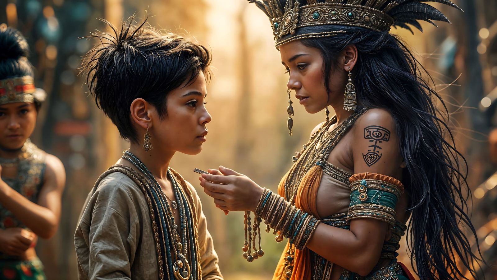 Little Boy Caught Stealing Chocolate from a Majestic Mayan G...