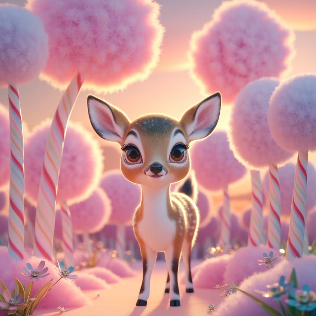 Whimsical Pastel Deer in Candyfloss Wonderland