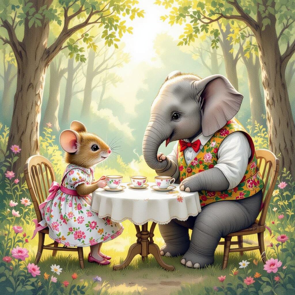 Whimsical Tea Party in Sunlit Clearing