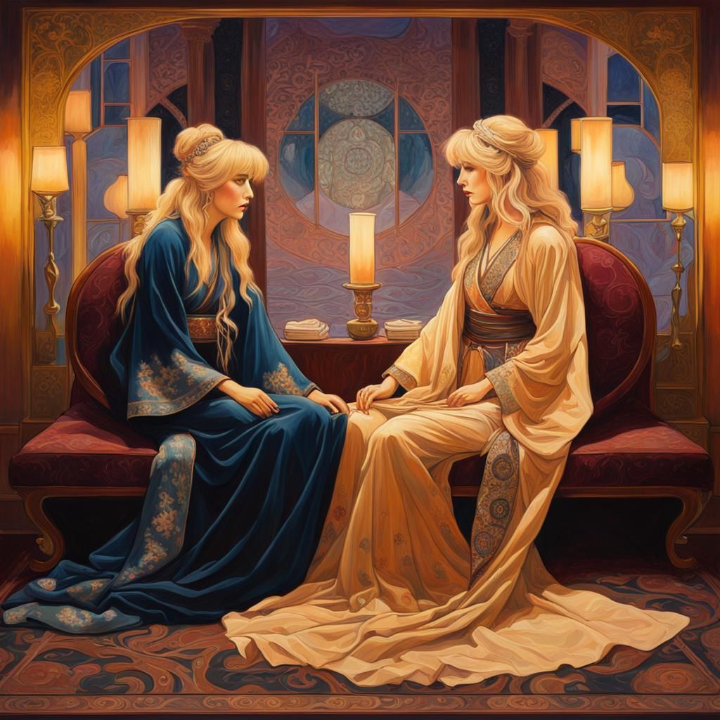 Stevie Nicks Art Nouveau Seance Oil Painting
