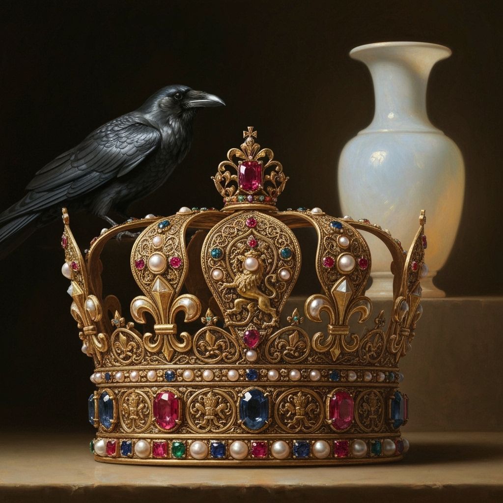 Intricately Detailed Gold Crown Portrait in Realistic Oil St...