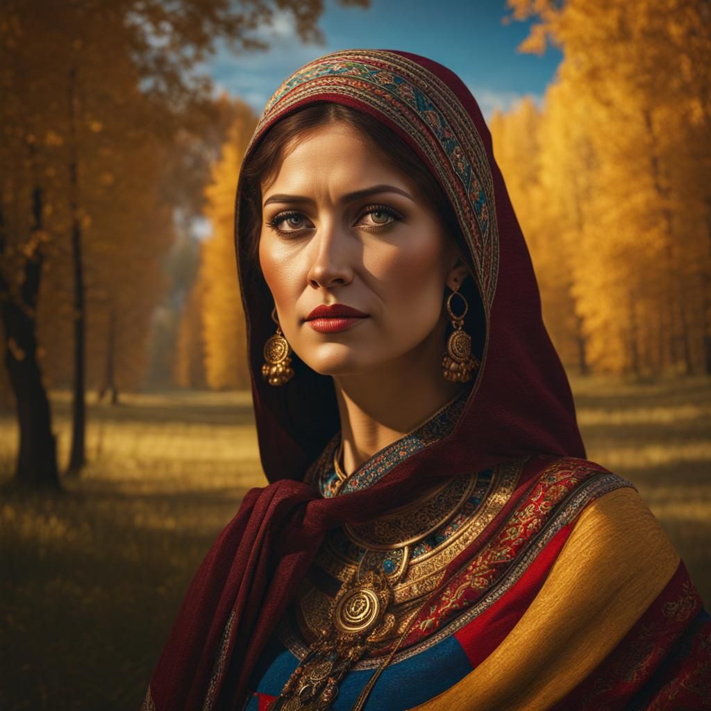 Romanian Mother in Ethnic Clothing, Photorealistic 8K