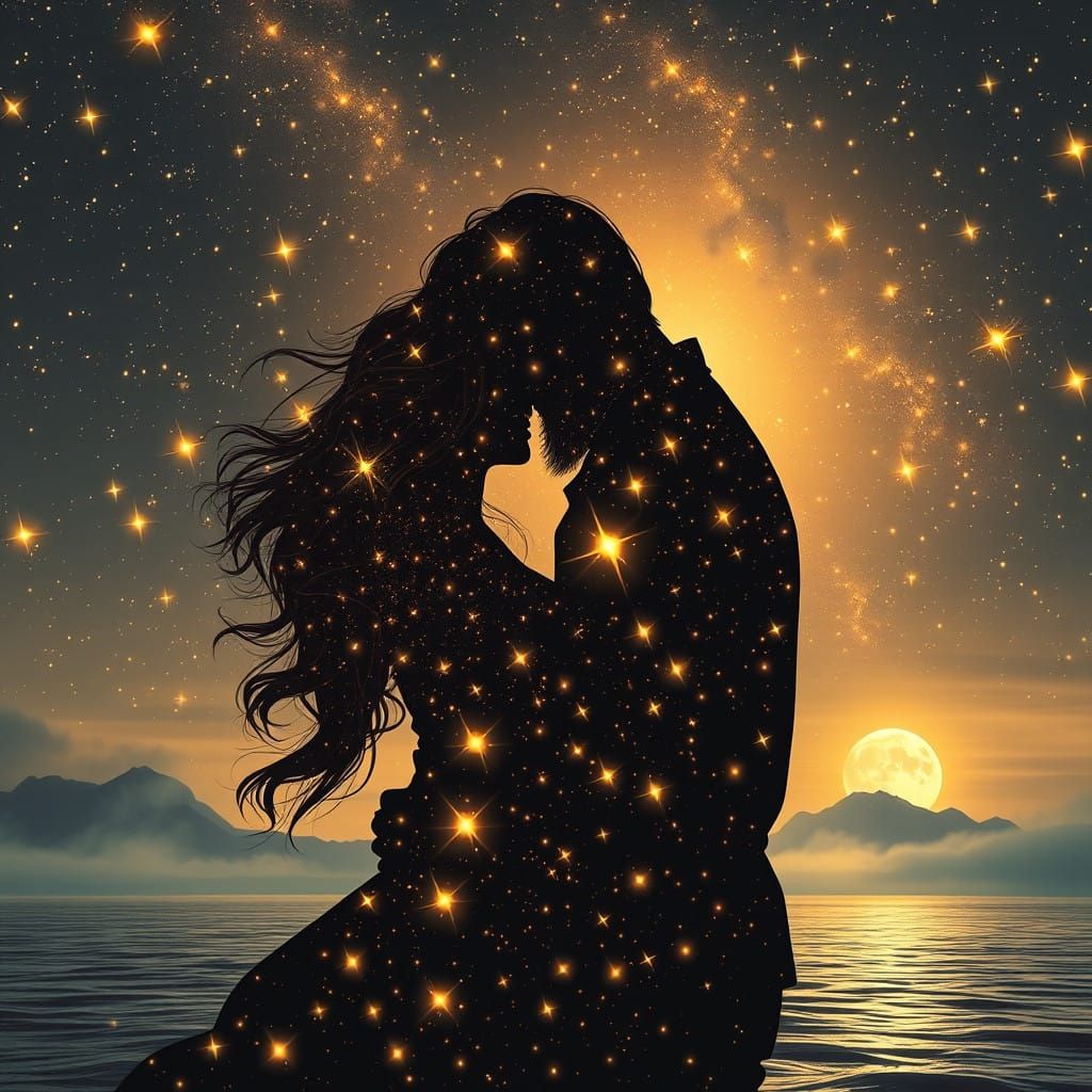 Ethereal Cosmic Lovers in Starry Tapestry