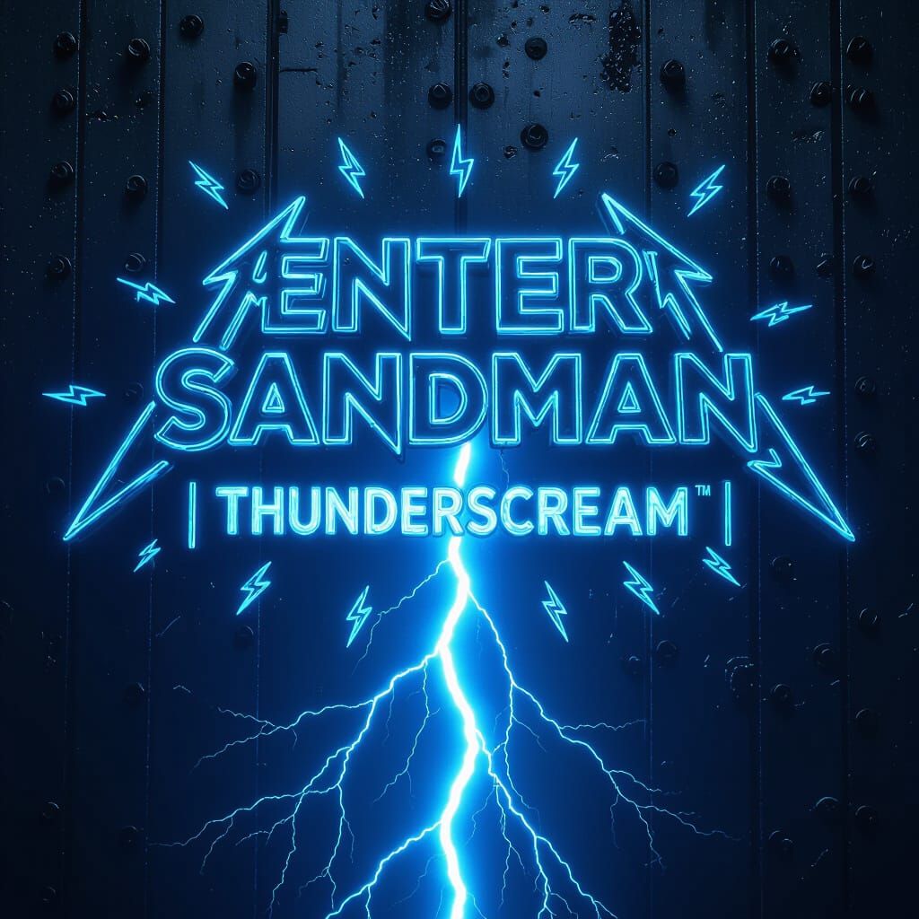 Metallica Enter Sandman Neon Blue Lightning Dark Metal