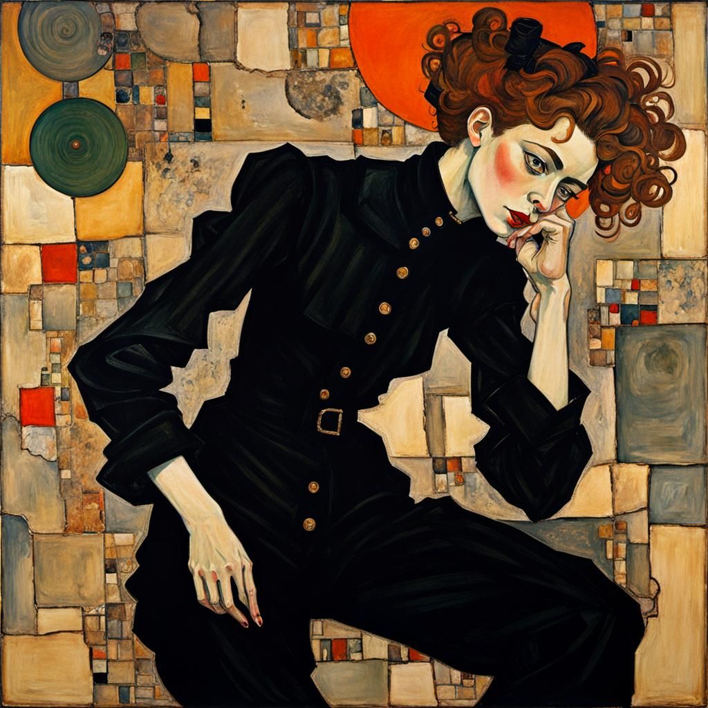 Abstract Portrait of Lady in Black
