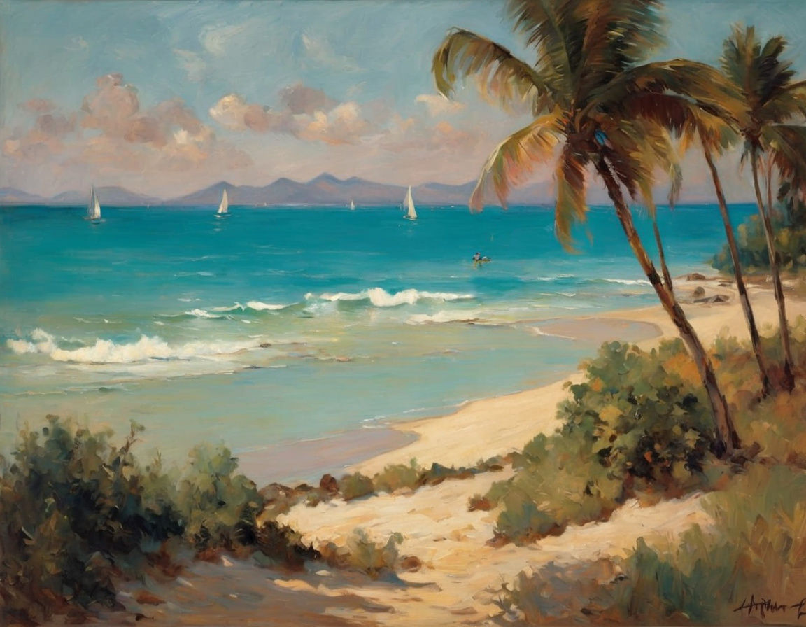 Paradise Beach at Sunset in Vibrant Tropical Style