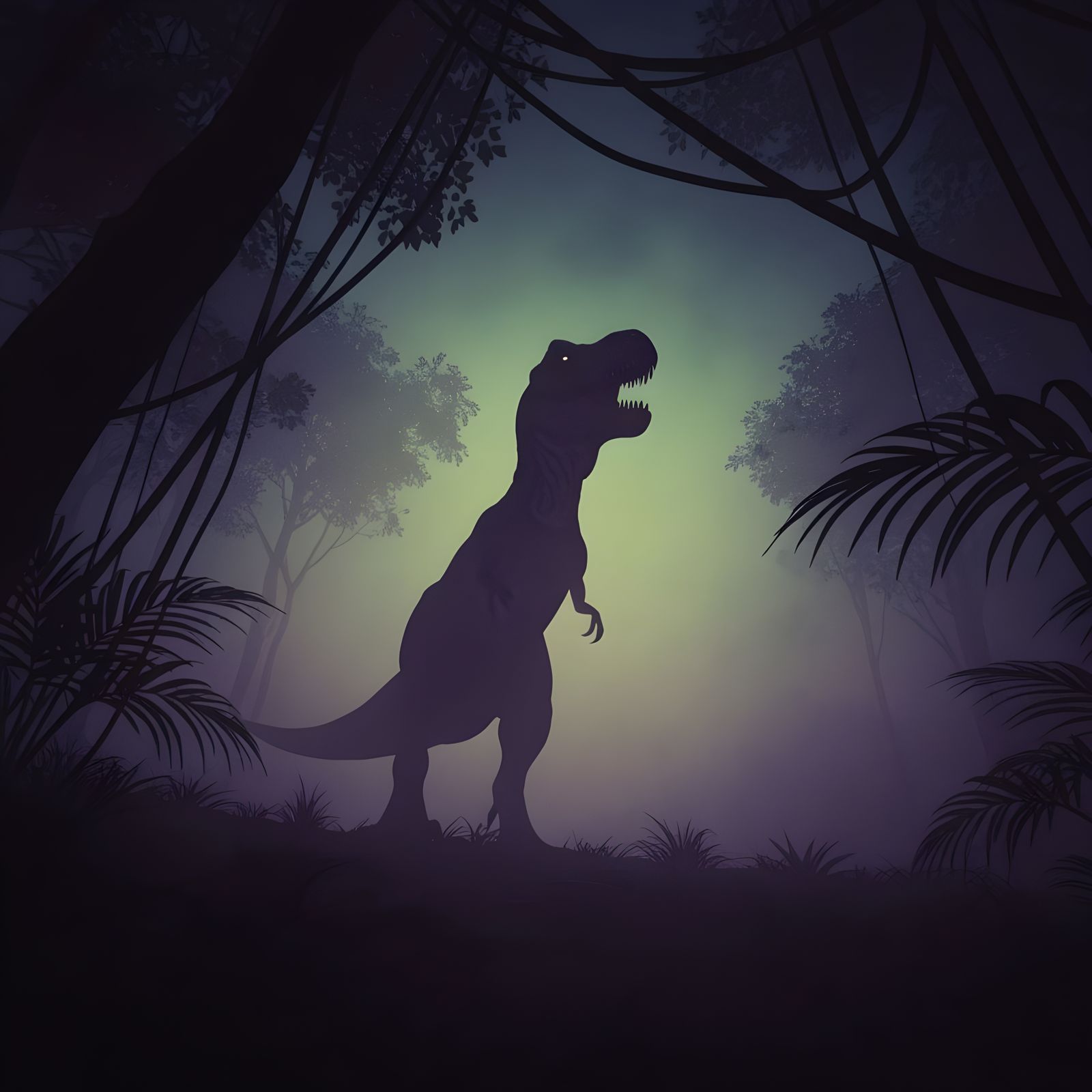 Terrifying T-Rex Emerges from Jurassic Mist