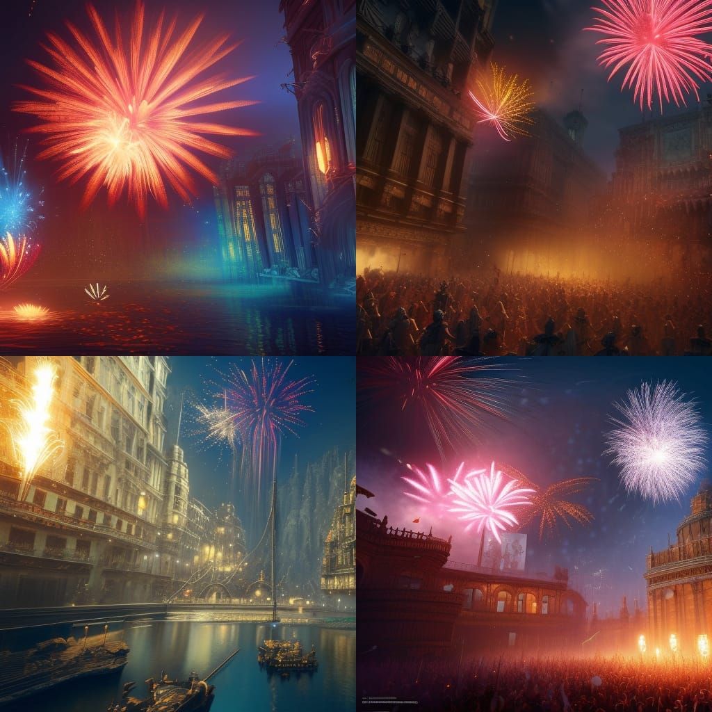 Fireworks Epic cinematic brilliant stunning intricate meticulously detailed dramatic atmospheric maximalist digital matt...