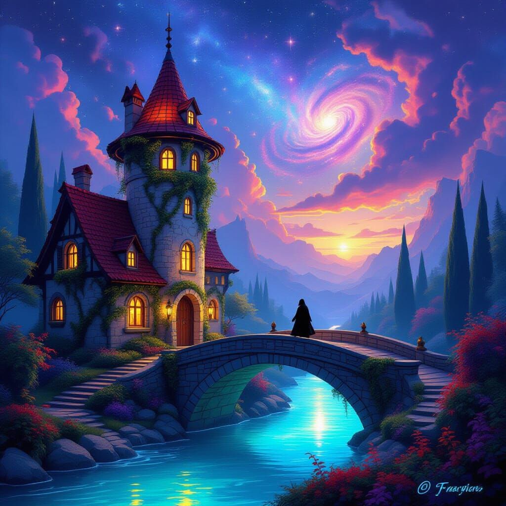 Enchanting Fantasy Tower House on Cosmic River