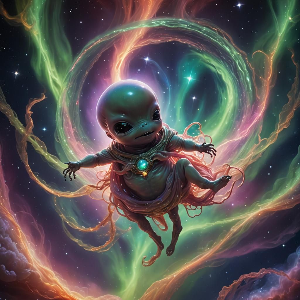 Alien Fetus in Space: A Surrealist Dreamscape
