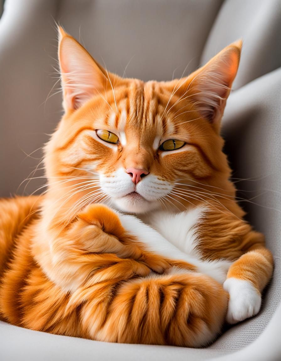 Orange Tabby Cat Napping on a Lap
