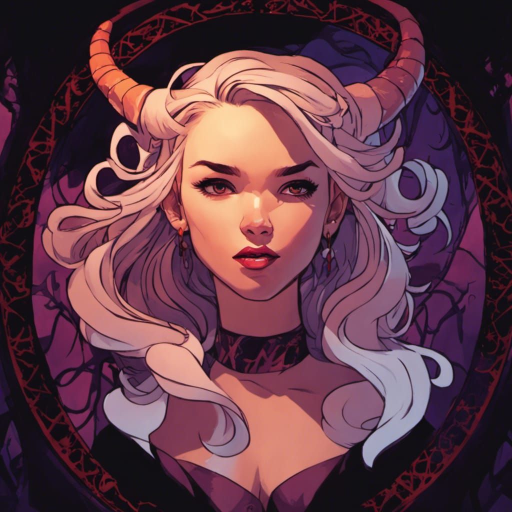 Vampire Sorceress with Runic Magic in Comic Style