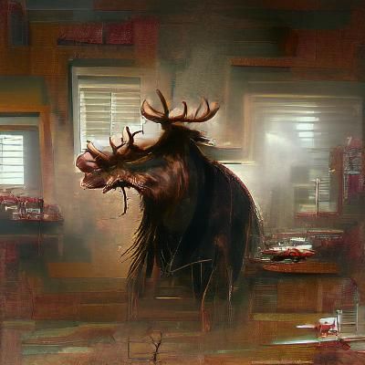 Sinister Moose in Dark Fantasy Style