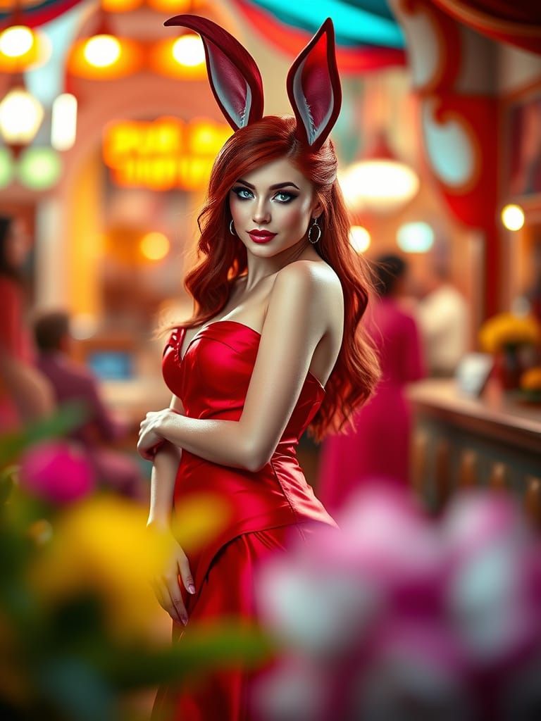 Jessica Rabbit in Red Gown, Photorealistic 8K