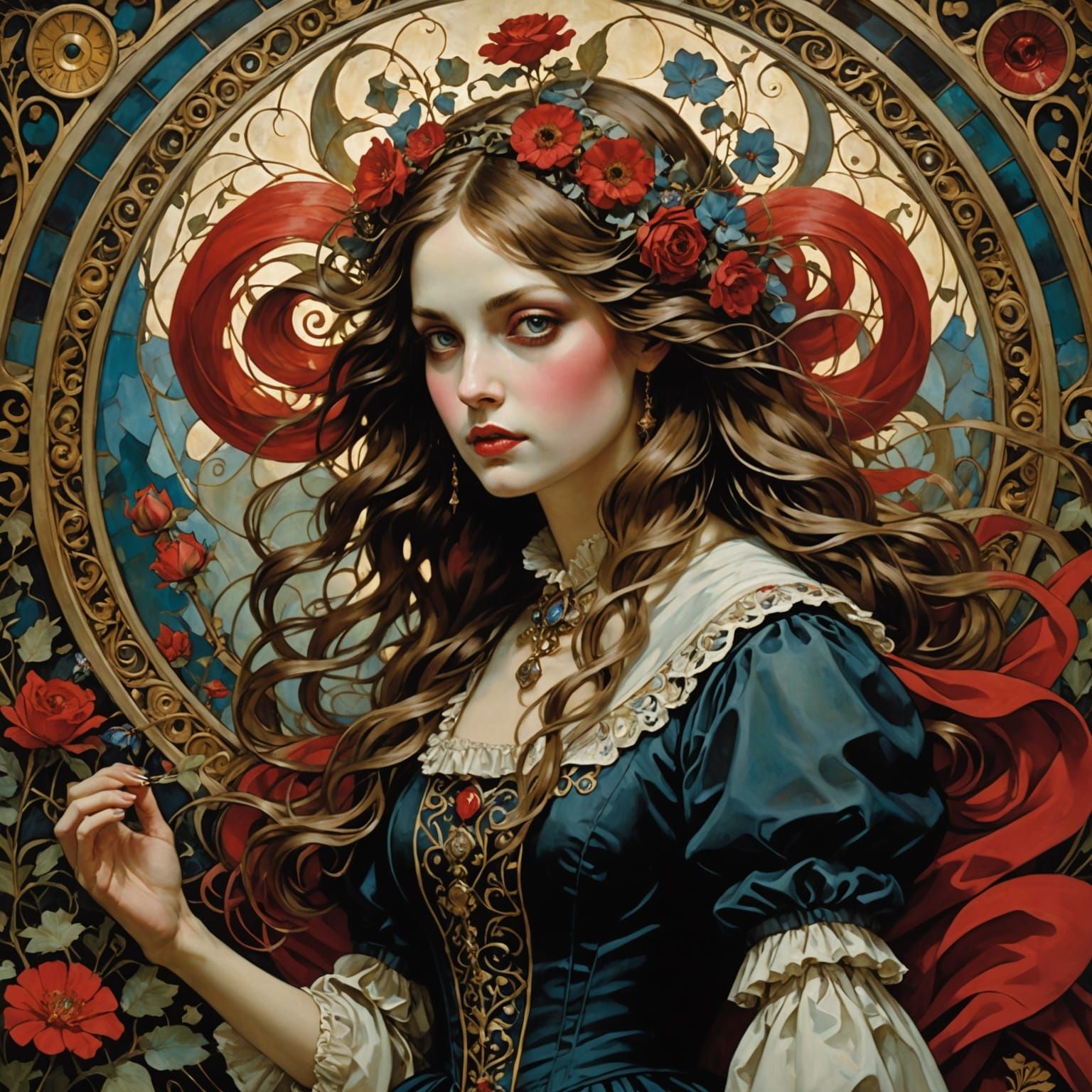 Vibrant Winter Enchantress in Opulent Maximalist Style