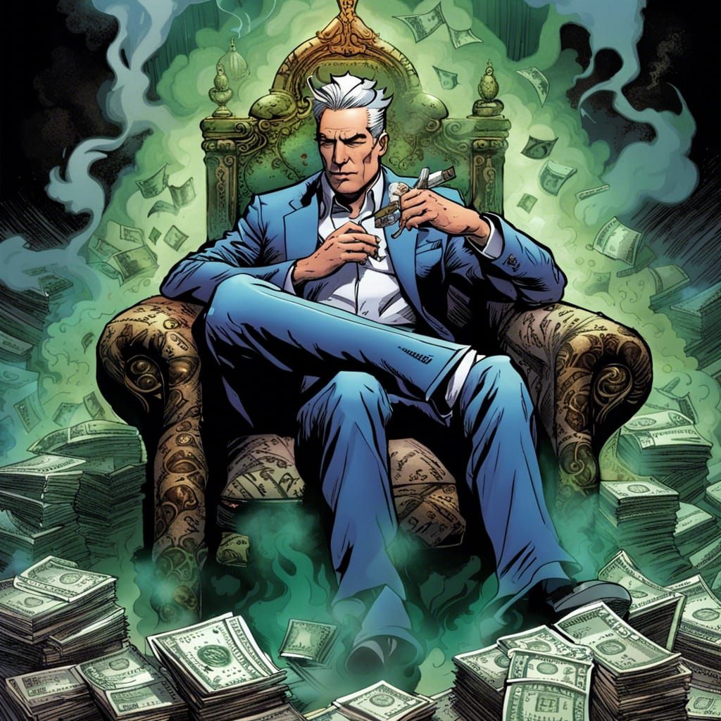 Sigma Male on Throne Smoking Money Cigar