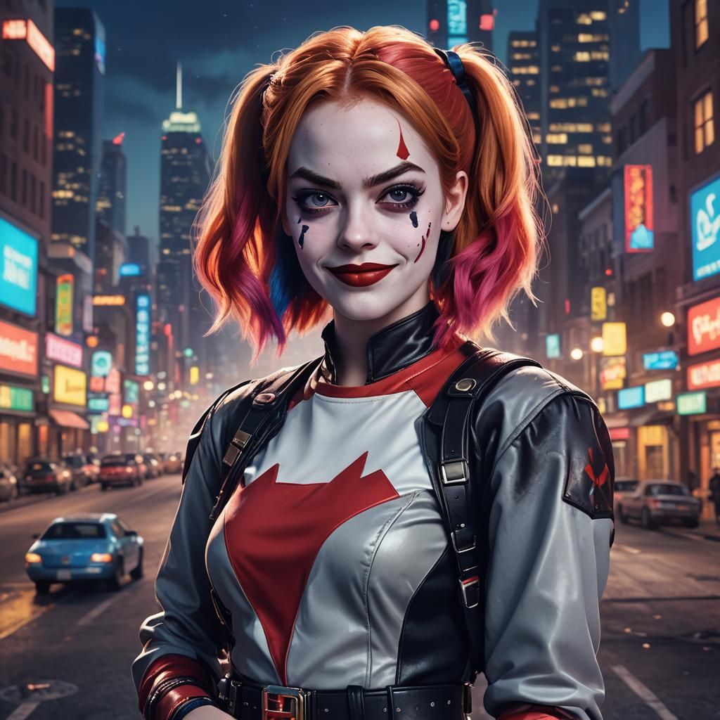 Emma Stone as Harley Quinn in 3D Animated Style
