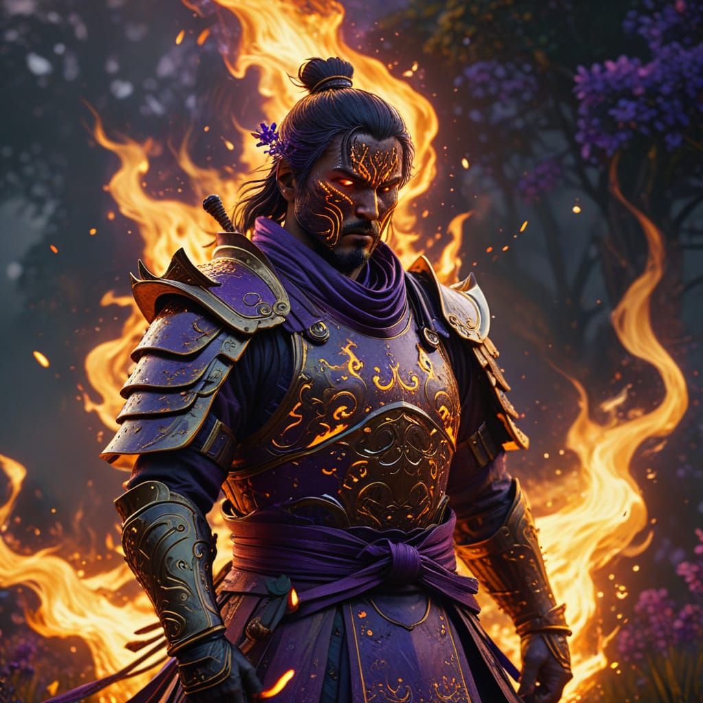 Samurai God of Fire in a Field of Flames