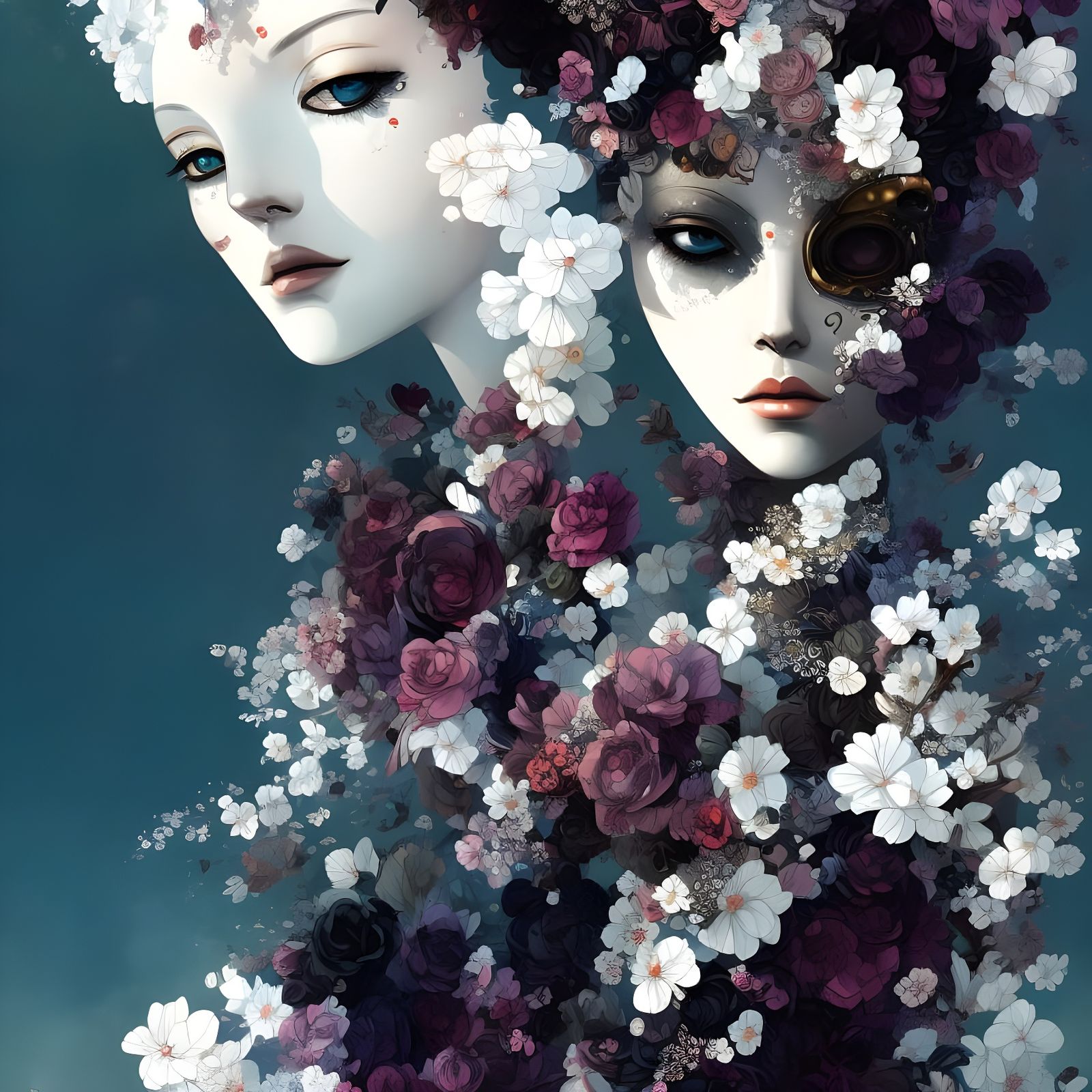 Robot Girl Portrait in Manga Horror Style