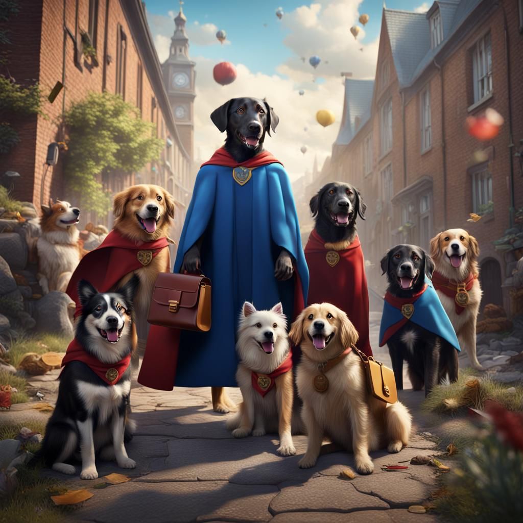 Dogs Graduate Primary School: Detailed Fantasy Art