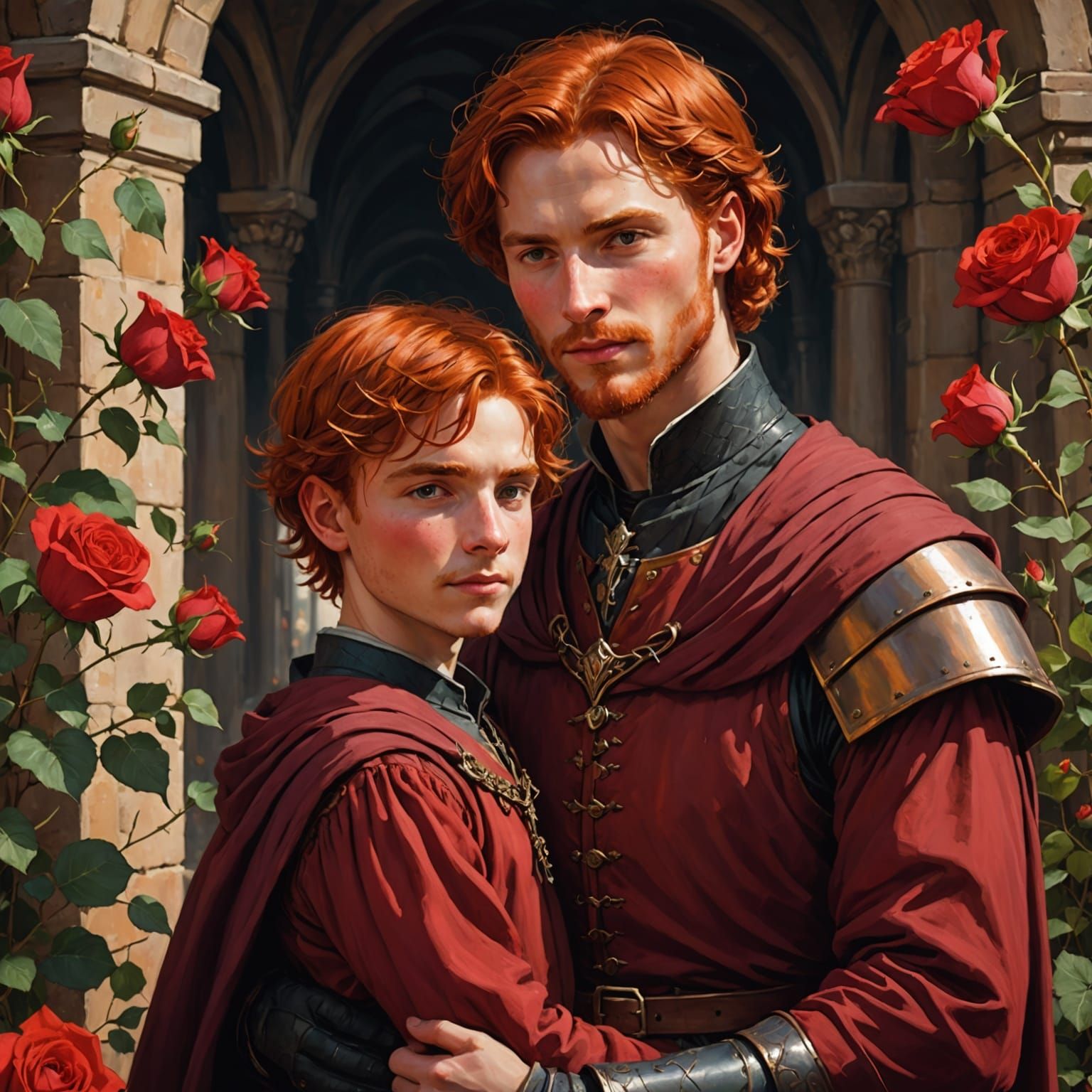 A Father and Son in Whimsical Medieval Harmony