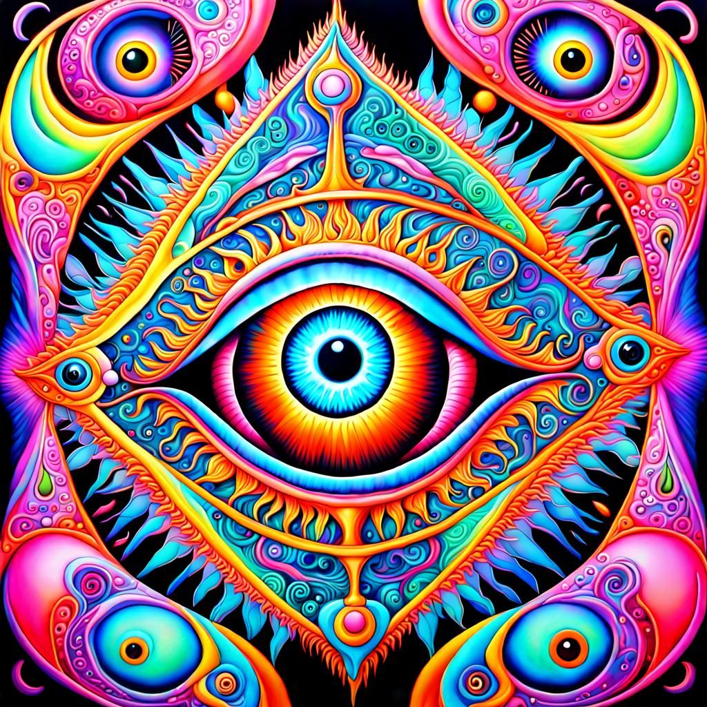 Mystical Cosmic Third Eye in Psychedelic Neon