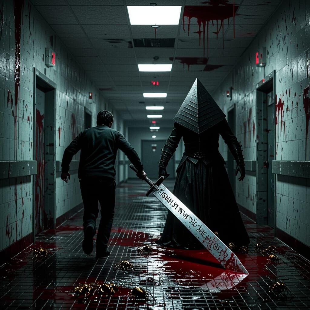 Silent Hill Horror: Pyramid Head in Abandoned Hospital