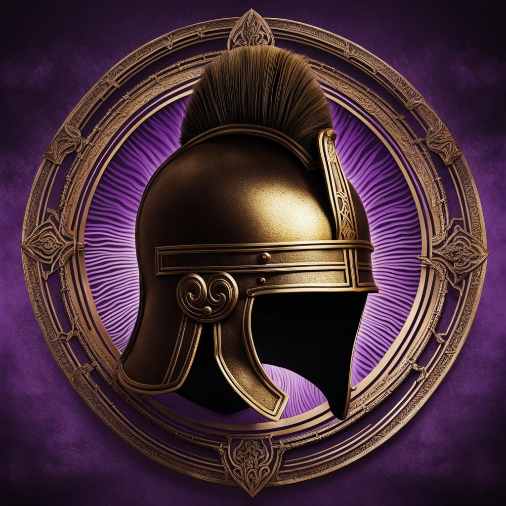 Elaborate Roman Helmet Portrait in Ink