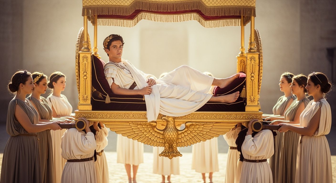 Roman Emperor Lounging on Gold Imperial Divan