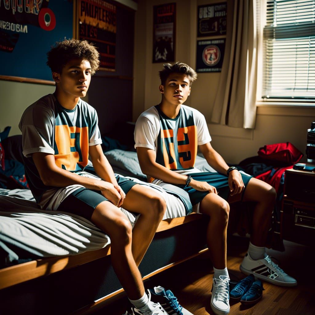Boys Chilling in Dorm Room: Film Photography