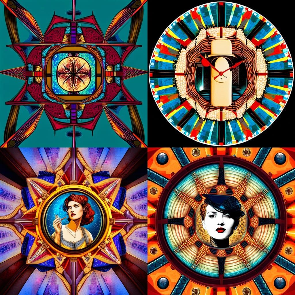 Steampunk Time Traveler in Geometric Pop Art