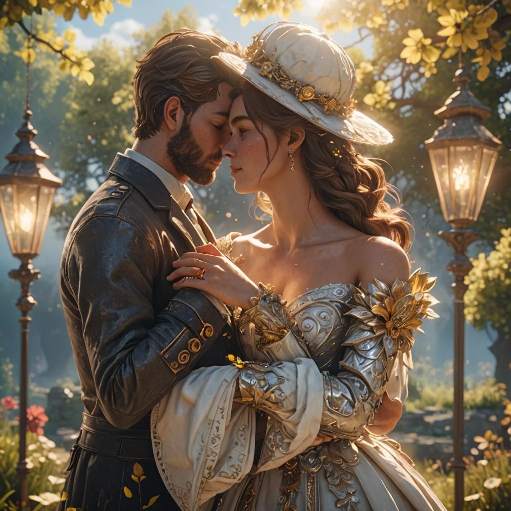 Loving Couple in Epic 3D Videogame Style