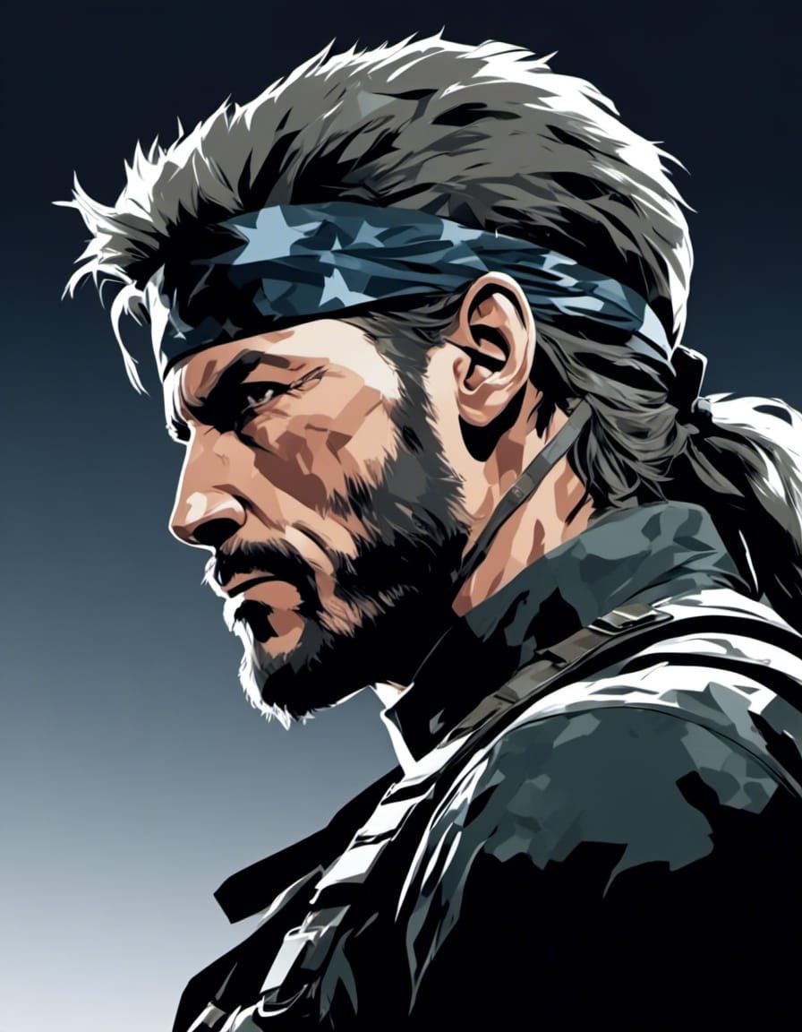Metal Gear Solid Comic Illustration with Silhouette